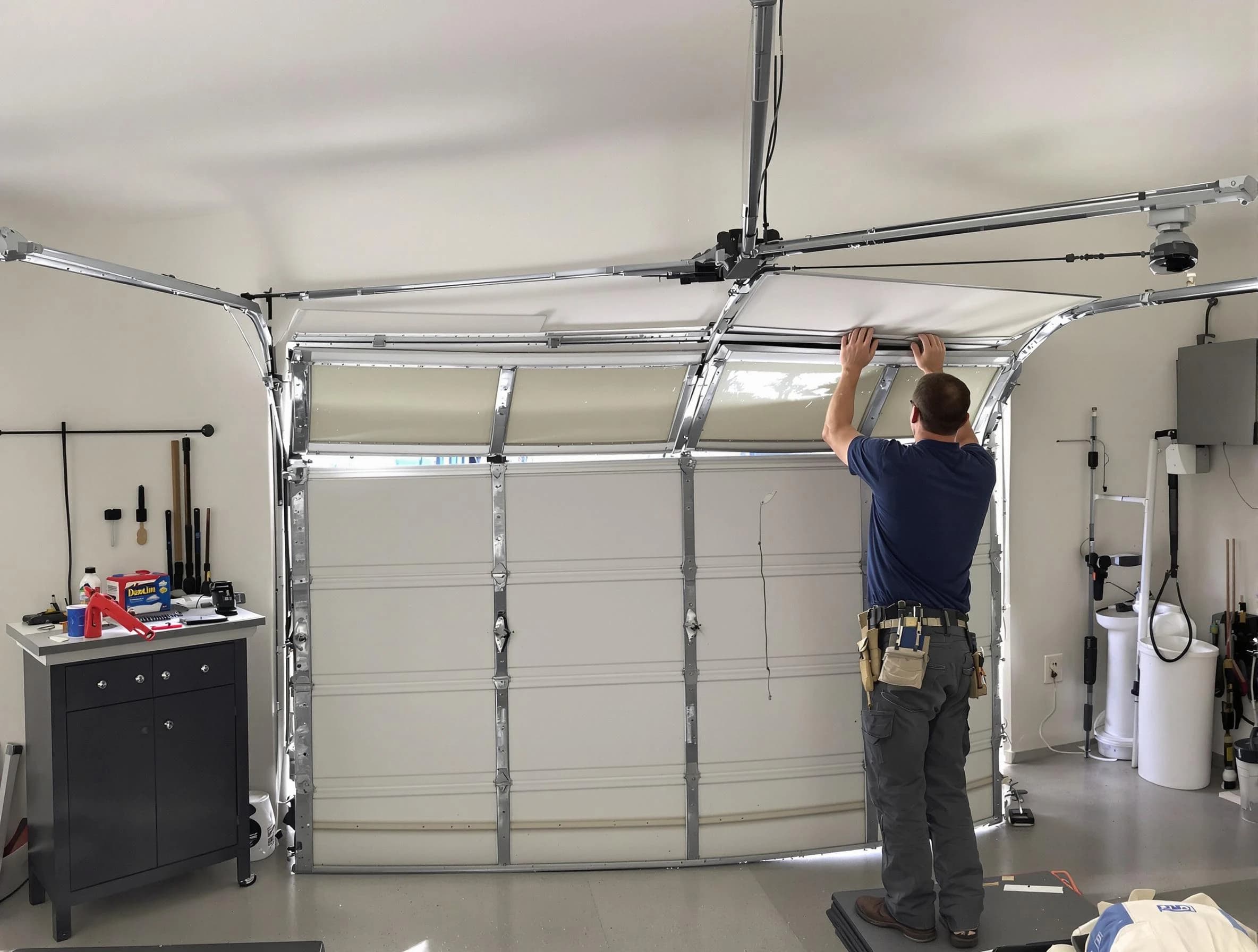Tooele Garage Door Repair specialist performing precise section replacement on Tooele garage door