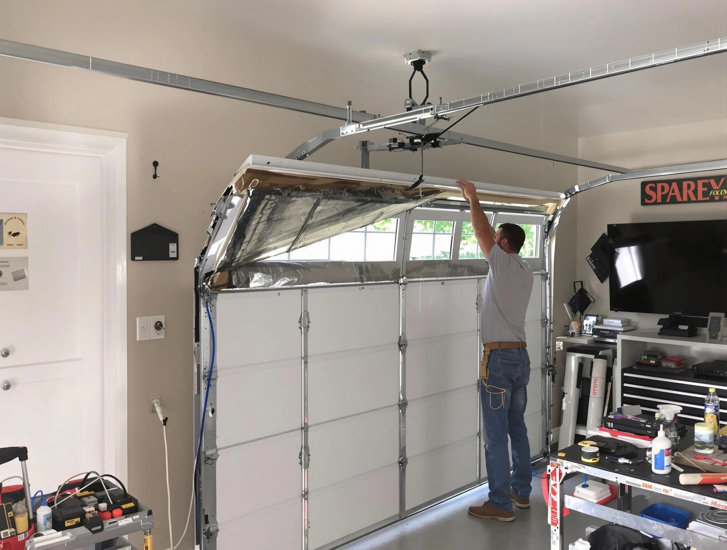 Garage door section replacement by Tooele Garage Door Repair in Tooele