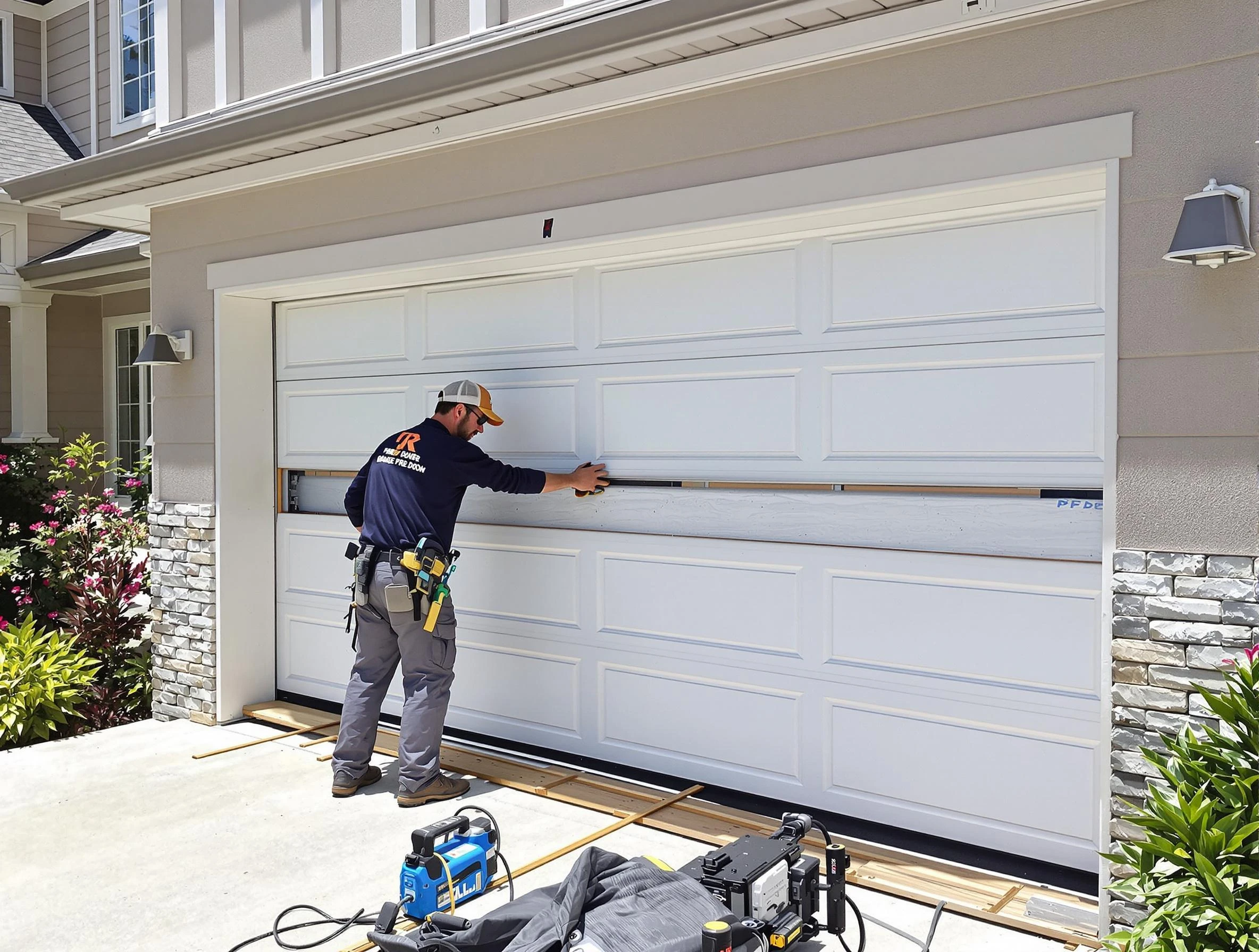 Tooele Garage Door Repair team performing complete garage door replacement at Tooele residence