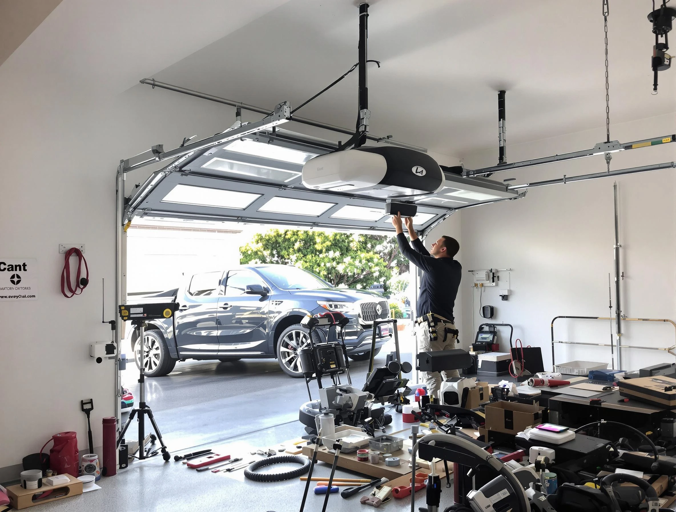 Tooele Garage Door Repair specialist installing smart garage door opener system in Tooele home