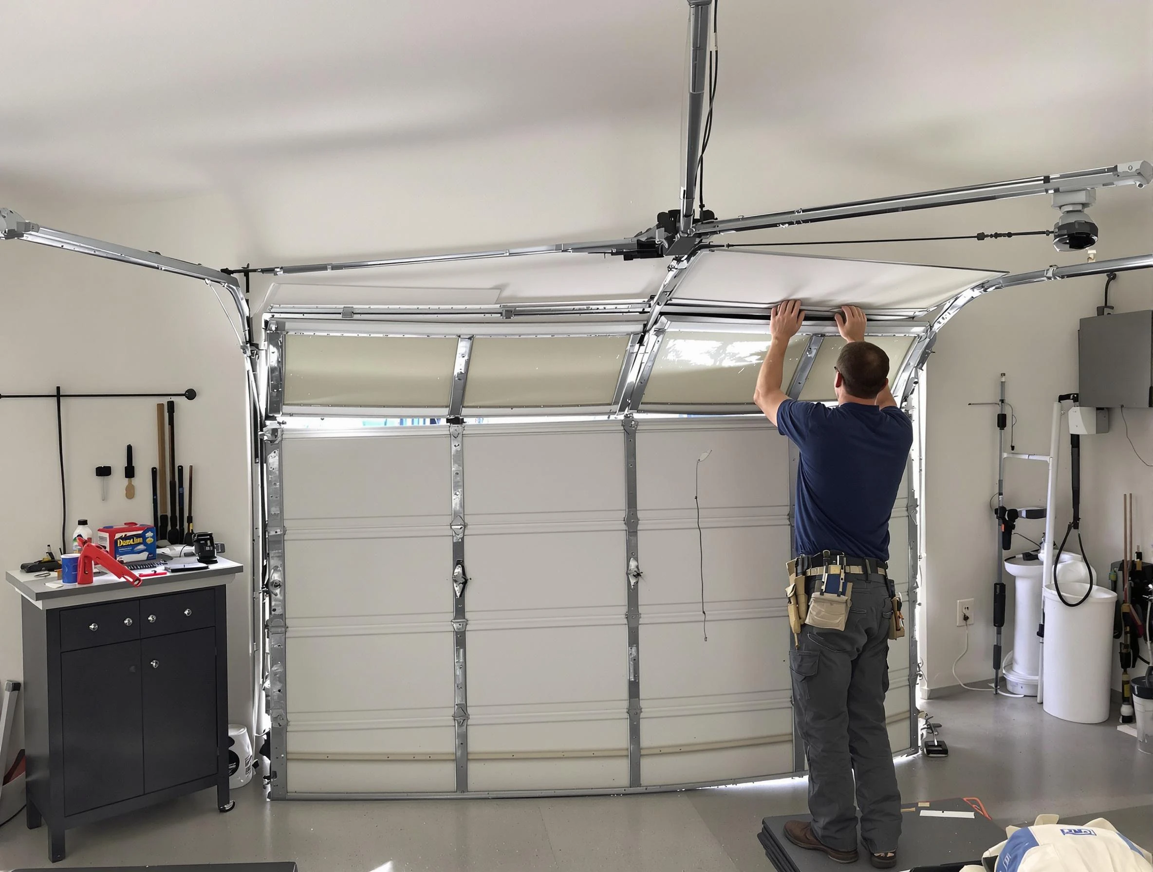 Tooele Garage Door Repair specialist performing precise section replacement on Tooele garage door
